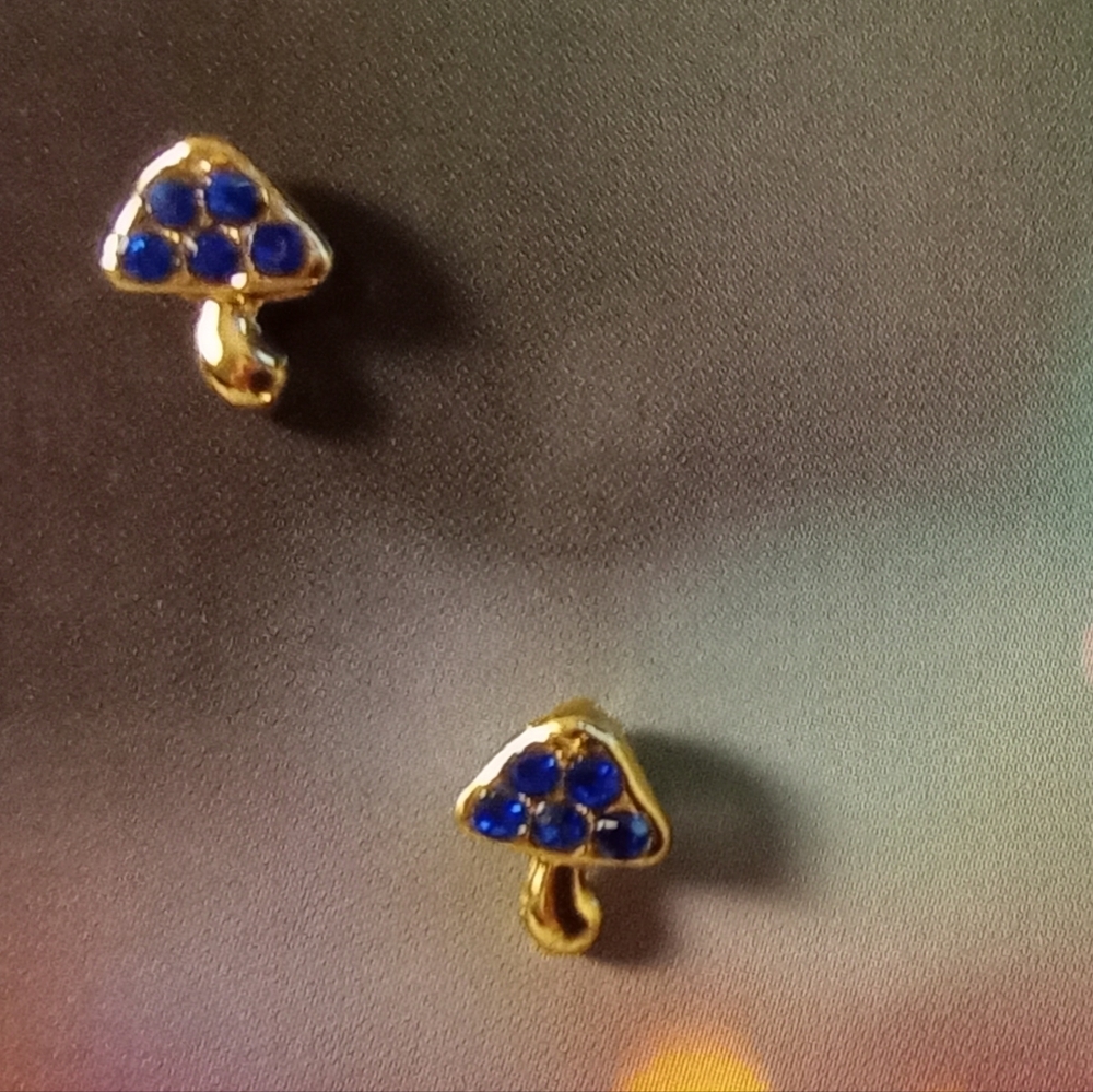 CIRCE Blue Gemstone Mushroom Earrings
